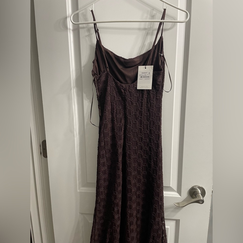 Bardot Dark Plum Lace Slip Dress - Picture 2 of 7